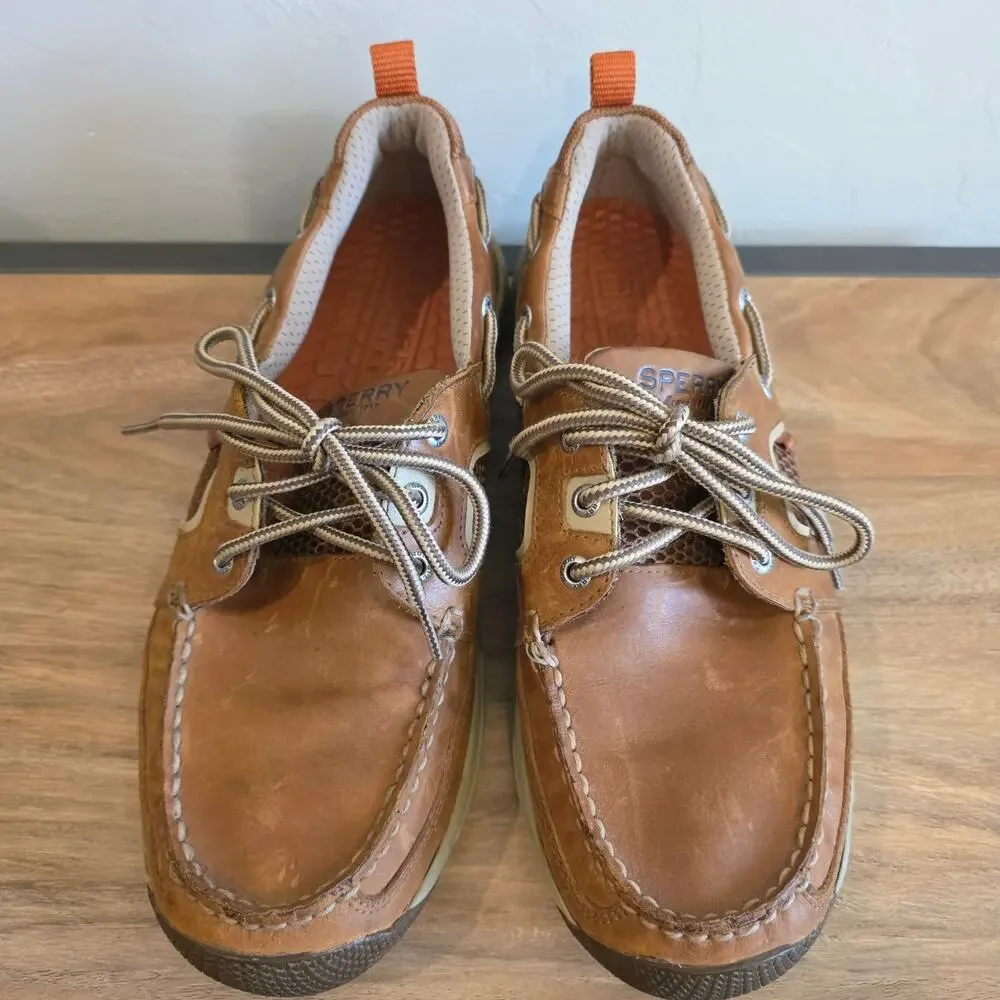 Sperry Sea Kite Sport Moc Boat Shoes Men 10M Light Brown Leather Lace Up